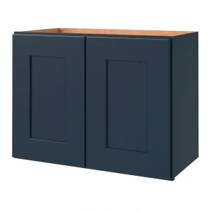 allen + roth Port 24-in W x 18.125-in H x 12-in D Navy Wall Fully Assembled Cabinet (Flat Panel Shaker Door Style)