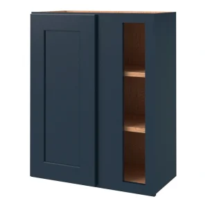 allen + roth Port 24-in W x 30.125-in H x 12-in D Navy Blind Corner Wall Fully Assembled Cabinet (Flat Panel Shaker Style)