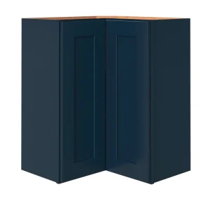 allen + roth Port 24-in W x 30.125-in H x 12-in D Navy Diagonal Corner Wall Fully Assembled Cabinet (Flat Panel Shaker Style)