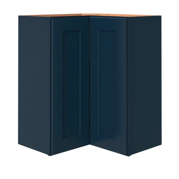 allen + roth Port 24-in W x 30.125-in H x 12-in D Navy Diagonal Corner Wall Fully Assembled Cabinet (Flat Panel Shaker Style)