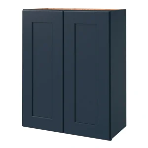 allen + roth Port 24-in W x 30.125-in H x 12-in D Navy Wall Fully Assembled Cabinet (Flat Panel Shaker Door Style) T726926023