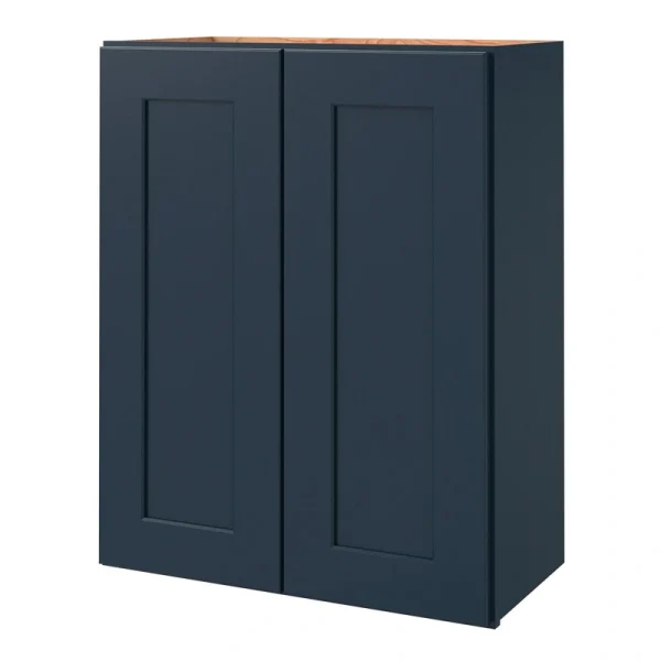 allen + roth Port 24-in W x 30.125-in H x 12-in D Navy Wall Fully Assembled Cabinet (Flat Panel Shaker Door Style) T726926023