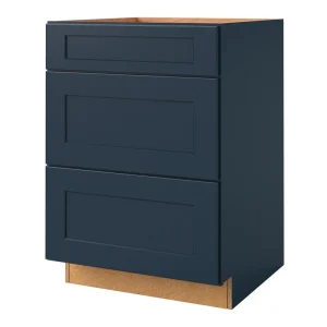 allen + roth Port 24-in W x 34.5-in H x 24-in D Navy 3-Drawer Base Fully Assembled Cabinet (Flat Panel Style)