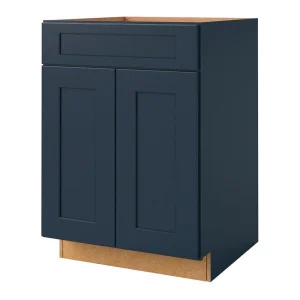 allen + roth Port 24-in W x 34.5-in H x 24-in D Navy Sink Base Fully Assembled Cabinet (Flat Panel Shaker Style)