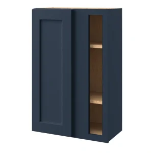 allen + roth Port 24-in W x 36.125-in H x 12-in D Navy Blind Corner Wall Fully Assembled Cabinet (Flat Panel Shaker Style)