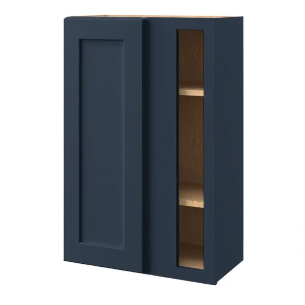 allen + roth Port 24-in W x 36.125-in H x 12-in D Navy Blind Corner Wall Fully Assembled Cabinet (Flat Panel Shaker Style)