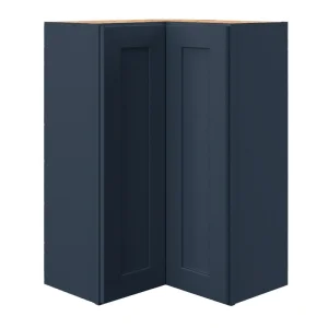 allen + roth Port 24-in W x 36.125-in H x 12-in D Navy Diagonal Corner Wall Fully Assembled Cabinet (Flat Panel Shaker Style) T726926012