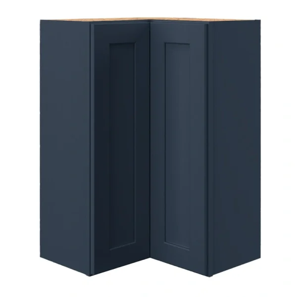 allen + roth Port 24-in W x 36.125-in H x 12-in D Navy Diagonal Corner Wall Fully Assembled Cabinet (Flat Panel Shaker Style) T726926012
