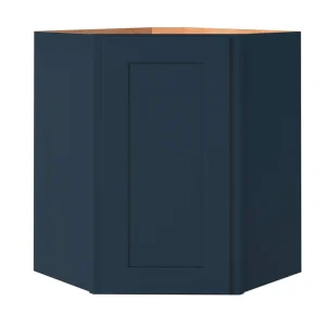 allen + roth Port 24-in W x 36.125-in H x 12-in D Navy Diagonal Corner Wall Fully Assembled Cabinet (Flat Panel Shaker Style) T726926013