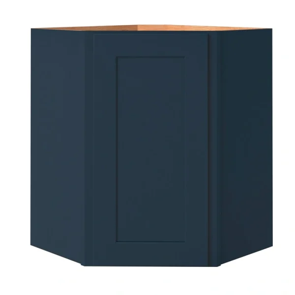 allen + roth Port 24-in W x 36.125-in H x 12-in D Navy Diagonal Corner Wall Fully Assembled Cabinet (Flat Panel Shaker Style) T726926013
