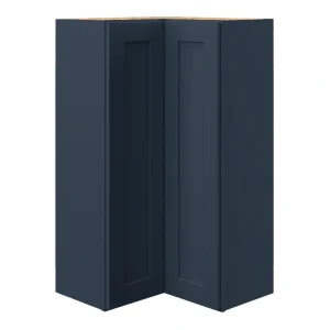 allen + roth Port 24-in W x 39.125-in H x 12-in D Navy Diagonal Corner Wall Fully Assembled Cabinet (Flat Panel Shaker Style) T726926011