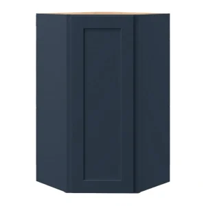 allen + roth Port 24-in W x 42.125-in H x 12-in D Navy Diagonal Corner Wall Fully Assembled Cabinet (Flat Panel Shaker Style)