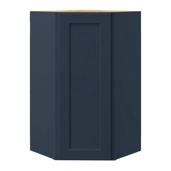 allen + roth Port 24-in W x 42.125-in H x 12-in D Navy Diagonal Corner Wall Fully Assembled Cabinet (Flat Panel Shaker Style)