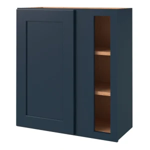 allen + roth Port 27-in W x 30.125-in H x 12-in D Navy Blind Corner Wall Fully Assembled Cabinet (Flat Panel Shaker Style)