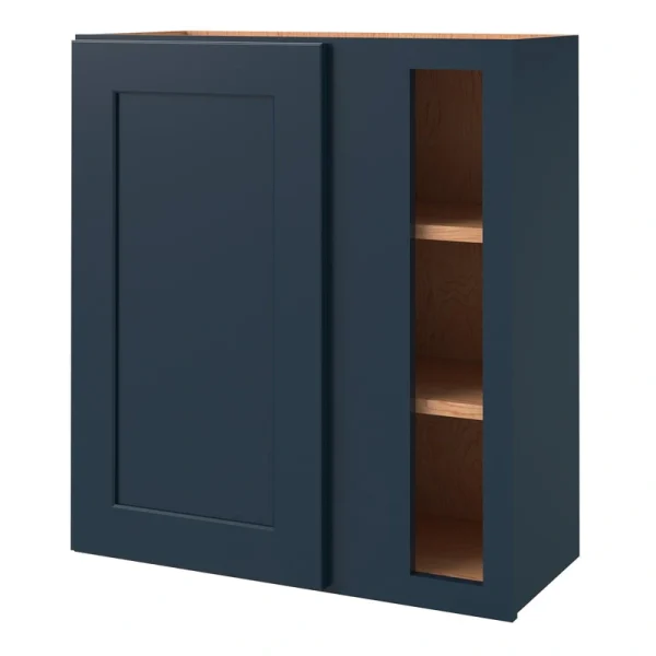 allen + roth Port 27-in W x 30.125-in H x 12-in D Navy Blind Corner Wall Fully Assembled Cabinet (Flat Panel Shaker Style)