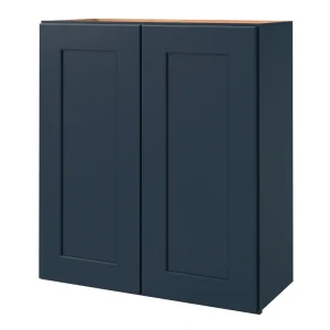 allen + roth Port 27-in W x 30.125-in H x 12-in D Navy Wall Fully Assembled Cabinet (Flat Panel Shaker Door Style)
