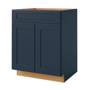 allen + roth Port 27-in W x 34.5-in H x 24-in D Navy 1-Drawer Base Fully Assembled Cabinet (Flat Panel Shaker Style)