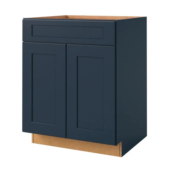 allen + roth Port 27-in W x 34.5-in H x 24-in D Navy 1-Drawer Base Fully Assembled Cabinet (Flat Panel Shaker Style)