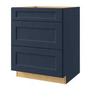 allen + roth Port 27-in W x 34.5-in H x 24-in D Navy 3-Drawer Base Fully Assembled Cabinet (Flat Panel Style)