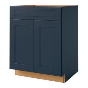 allen + roth Port 27-in W x 34.5-in H x 24-in D Navy Sink Base Fully Assembled Cabinet (Flat Panel Shaker Style)