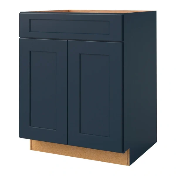 allen + roth Port 27-in W x 34.5-in H x 24-in D Navy Sink Base Fully Assembled Cabinet (Flat Panel Shaker Style)