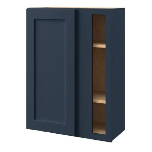 allen + roth Port 27-in W x 36.125-in H x 12-in D Navy Blind Corner Wall Fully Assembled Cabinet (Flat Panel Shaker Style)