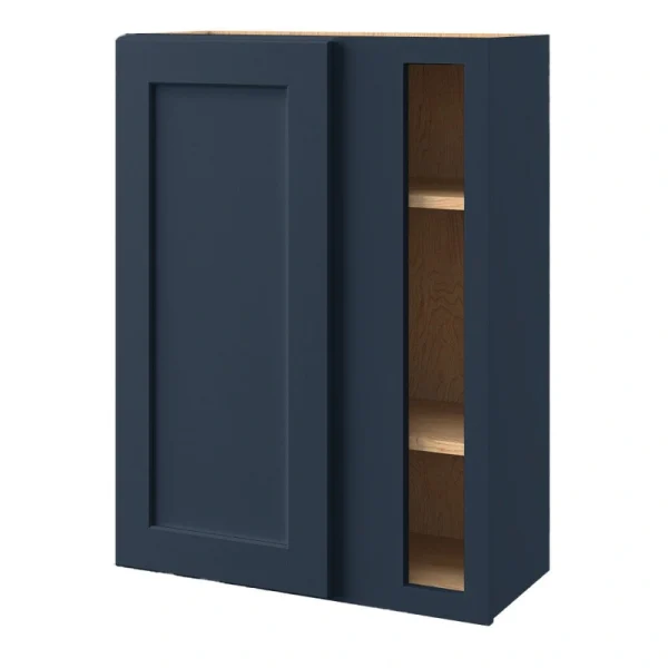 allen + roth Port 27-in W x 36.125-in H x 12-in D Navy Blind Corner Wall Fully Assembled Cabinet (Flat Panel Shaker Style)