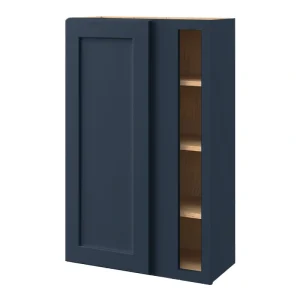 allen + roth Port 27-in W x 42.125-in H x 12-in D Navy Blind Corner Wall Fully Assembled Cabinet (Flat Panel Shaker Style)
