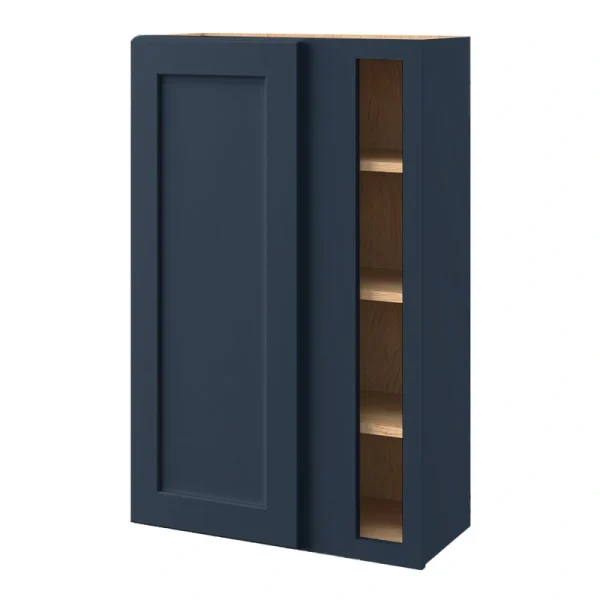 allen + roth Port 27-in W x 42.125-in H x 12-in D Navy Blind Corner Wall Fully Assembled Cabinet (Flat Panel Shaker Style)