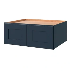 allen + roth Port 30-in W x 12.125-in H x 24-in D Navy Wall Fully Assembled Cabinet (Flat Panel Shaker Door Style)