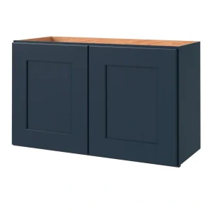 allen + roth Port 30-in W x 18.125-in H x 12-in D Navy Wall Fully Assembled Cabinet (Flat Panel Shaker Door Style)