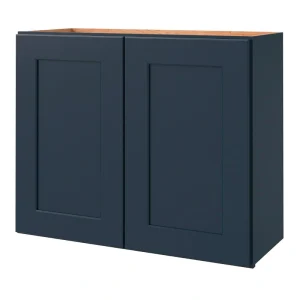 allen + roth Port 30-in W x 24.5-in H x 12-in D Navy Wall Fully Assembled Cabinet (Flat Panel Shaker Door Style)