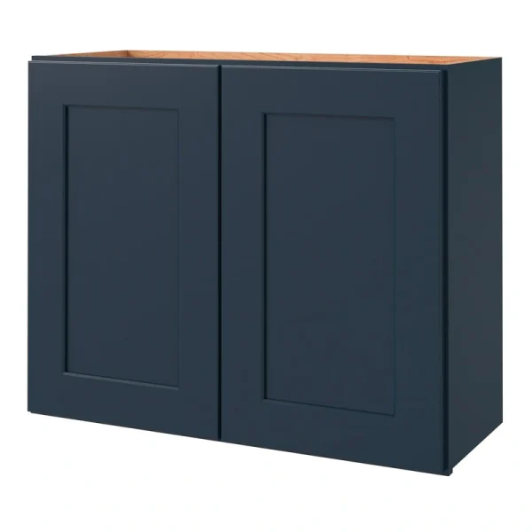 allen + roth Port 30-in W x 24.5-in H x 12-in D Navy Wall Fully Assembled Cabinet (Flat Panel Shaker Door Style)