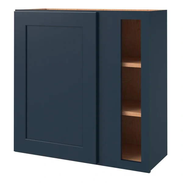 allen + roth Port 30-in W x 30.125-in H x 12-in D Navy Blind Corner Wall Fully Assembled Cabinet (Flat Panel Shaker Style)