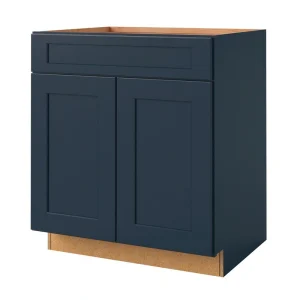 allen + roth Port 30-in W x 34.5-in H x 24-in D Navy 1-Drawer Base Fully Assembled Cabinet (Flat Panel Shaker Style)
