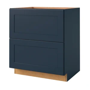 allen + roth Port 30-in W x 34.5-in H x 24-in D Navy 2-Drawer Base Fully Assembled Cabinet (Flat Panel Style)