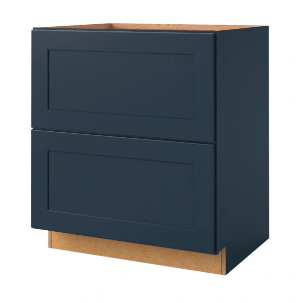 allen + roth Port 30-in W x 34.5-in H x 24-in D Navy 2-Drawer Base Fully Assembled Cabinet (Flat Panel Style)