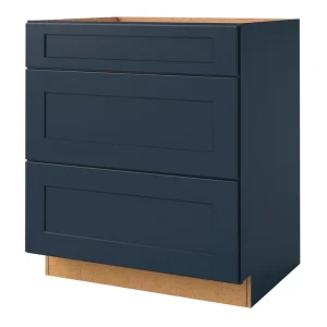 allen + roth Port 30-in W x 34.5-in H x 24-in D Navy 3-Drawer Base Fully Assembled Cabinet (Flat Panel Style)