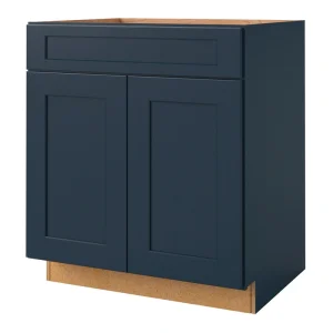 allen + roth Port 30-in W x 34.5-in H x 24-in D Navy Sink Base Fully Assembled Cabinet (Flat Panel Shaker Style)