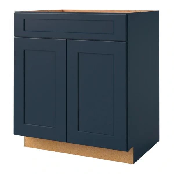 allen + roth Port 30-in W x 34.5-in H x 24-in D Navy Sink Base Fully Assembled Cabinet (Flat Panel Shaker Style)