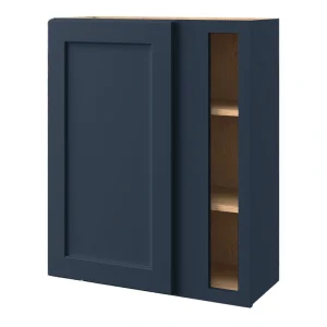 allen + roth Port 30-in W x 36.125-in H x 12-in D Navy Blind Corner Wall Fully Assembled Cabinet (Flat Panel Shaker Style)
