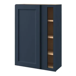 allen + roth Port 30-in W x 39.125-in H x 12-in D Navy Blind Corner Wall Fully Assembled Cabinet (Flat Panel Shaker Style)
