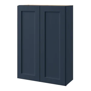 allen + roth Port 30-in W x 39-in H x 12-in D Navy Wall Fully Assembled Cabinet (Flat Panel Shaker Door Style)