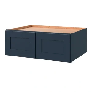 allen + roth Port 33-in W x 12.125-in H x 24-in D Navy Wall Fully Assembled Cabinet (Flat Panel Shaker Door Style)