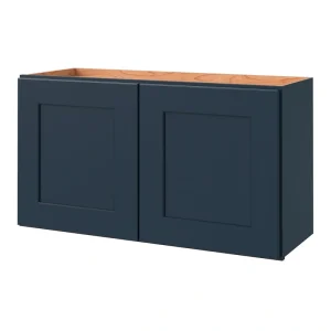 allen + roth Port 33-in W x 18.125-in H x 12-in D Navy Wall Fully Assembled Cabinet (Flat Panel Shaker Door Style)