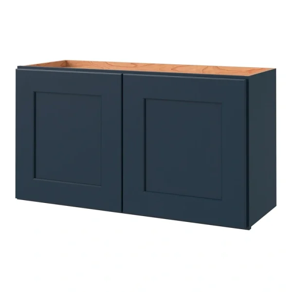 allen + roth Port 33-in W x 18.125-in H x 12-in D Navy Wall Fully Assembled Cabinet (Flat Panel Shaker Door Style)
