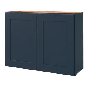 allen + roth Port 33-in W x 24.5-in H x 12-in D Navy Wall Fully Assembled Cabinet (Flat Panel Shaker Door Style)