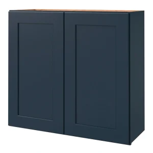 allen + roth Port 33-in W x 30.125-in H x 12-in D Navy Wall Fully Assembled Cabinet (Flat Panel Shaker Door Style)