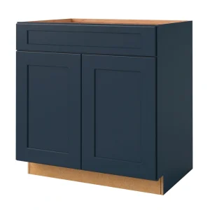 allen + roth Port 33-in W x 34.5-in H x 24-in D Navy 1-Drawer Base Fully Assembled Cabinet (Flat Panel Shaker Style)