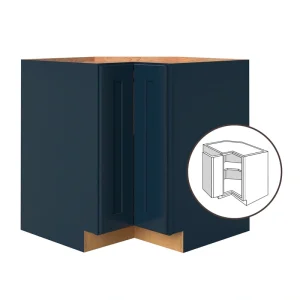 allen + roth Port 33-in W x 34.5-in H x 24-in D Navy Diagonal Corner Base Fully Assembled Cabinet (Flat Panel Shaker Style) T726925716